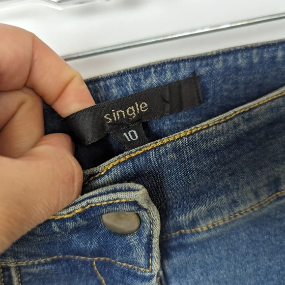 VINTAGE Y2K Single sz. 10 Lace Up Hem Flare Bell Bottom Jeans Bratz Spice Girls - Picture 11 of 14